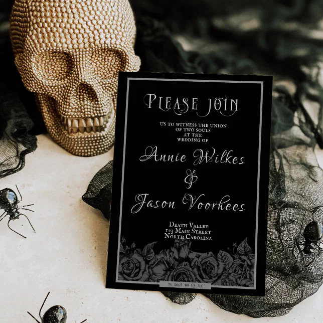 Gothic Wedding Black Rose Til Death Do Us Part Inv Invitation | Zazzle