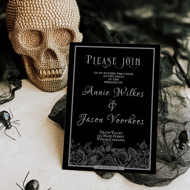 Gothic Wedding Black Rose Til Death Do Us Part Inv Invitation (Creator Uploaded)