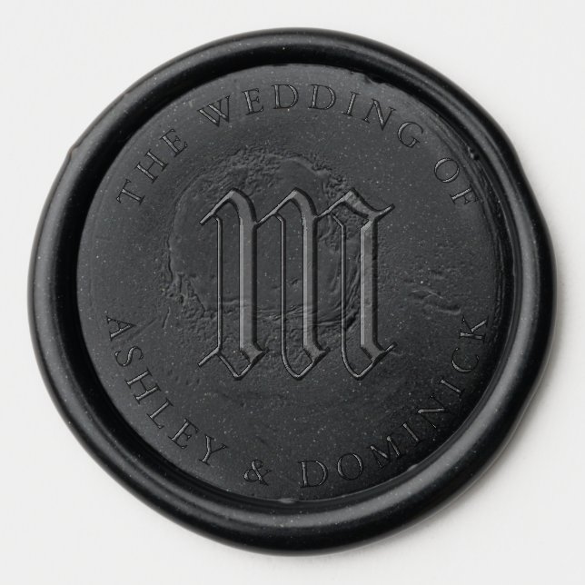 Gothic Wedding Black Wax Seal Sticker (Front)