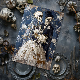 Gothic Wedding Bride Groom Skeleton Decoupage  Tissue Paper