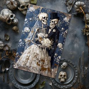 Gothic Wedding Bride Groom Skeleton Decoupage Tissue Paper