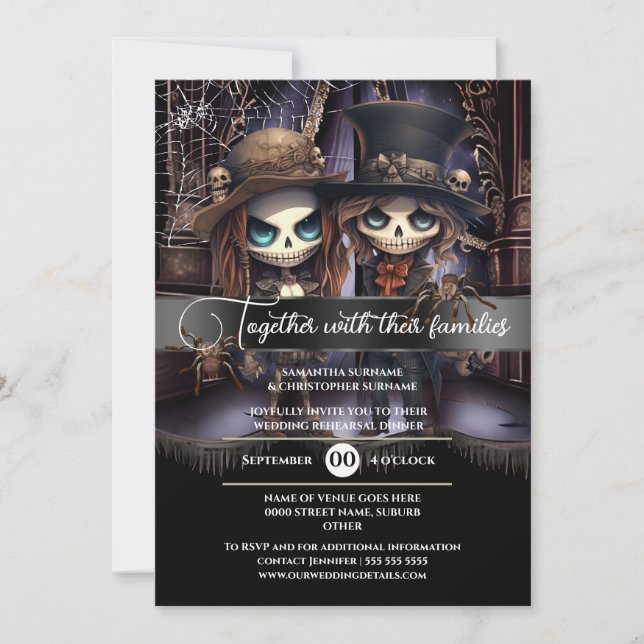 Gothic wedding bride groom spooky church goth invitation (Front)