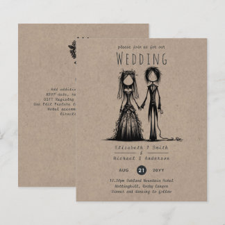 Gothic Wedding Cartoon Bride Groom Fun Handdrawn