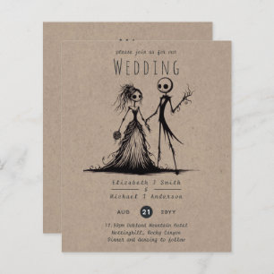 Gothic Wedding Cartoon Bride Groom Handdrawn