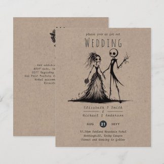 Gothic Wedding Cartoon Bride Groom Handdrawn