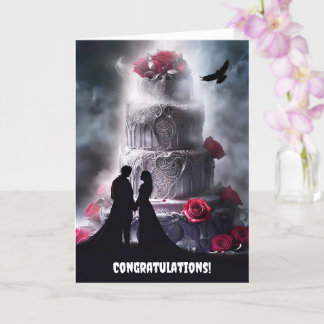 Gothic Wedding Congratulations with Raven Cake Card
