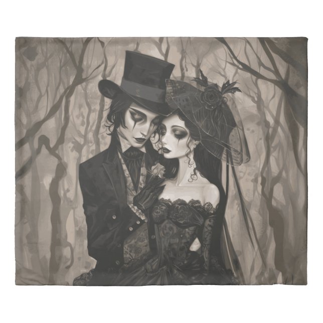 Gothic Wedding Couple Bedding Duvet Cover (Front)