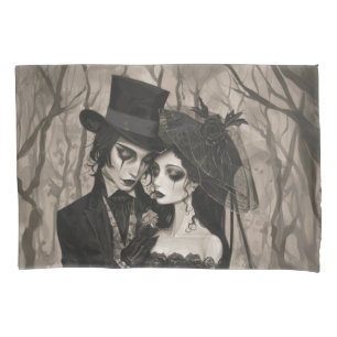 Gothic Wedding Couple Bedding Pillow Case