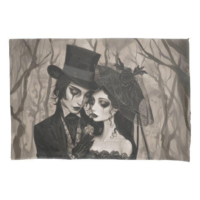 Gothic Wedding Couple Bedding Pillow Case (Front)