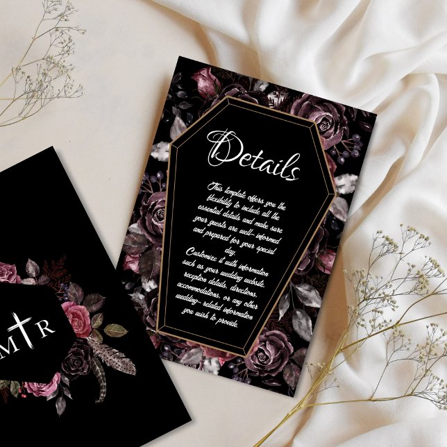 Gothic Wedding Details Black Coffin Enclosure Card (Creator Uploaded)