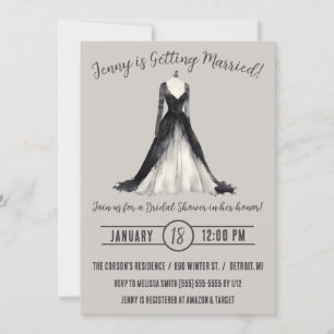 Gothic Wedding Dress Bridal Shower Invitation