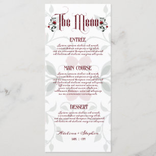 Gothic Wedding Dripping Red Roses Moody Wedding Menu