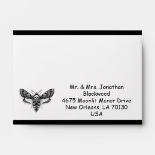 Gothic Wedding Envelope – Skull Moth & Lace Design