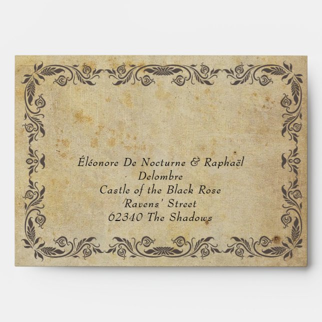 Gothic Wedding Envelope with Dark Florals  (Front)