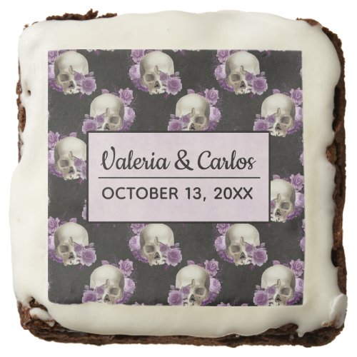 Gothic Wedding Favors Skull and Flowers Dessert Brownie