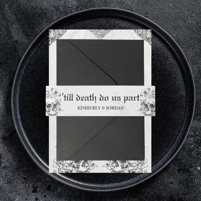 Gothic Wedding Floral Skulls Till Death Do us Part Invitation Belly ...
