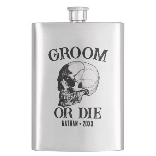 Gothic Wedding Groom Or Die Custom Bachelor Party Flask