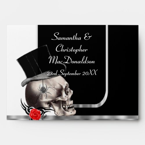 Gothic wedding groom skull envelope