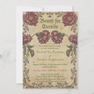 Gothic Wedding Invitation - Dark Flowers Vintage