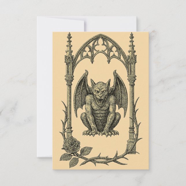 Gothic Wedding Invitation – Gargoyle (AI-Gen) (Front)