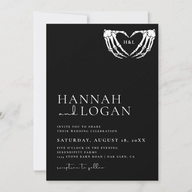 Gothic Wedding Invitation, Halloween Wedding Invitation (Front)