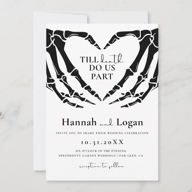 Gothic Wedding Invitation, Halloween Wedding Invitation (Front)