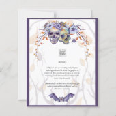 Gothic Wedding Invitation Purple Orange Skulls (Back)
