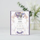Gothic Wedding Invitation Purple Orange Skulls (Standing Front)