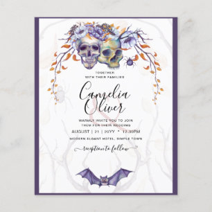 Gothic Wedding Invitation Purple Orange Skulls Flyer