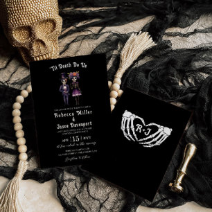 Gothic Wedding Invitation Skeletons Black