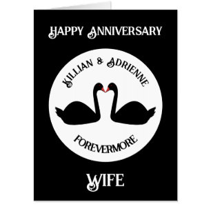 Gothic Wedding Kissing Black Swans Anniversary Card