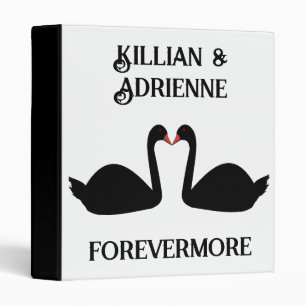 Gothic Wedding Kissing Black Swans Custom 3 Ring Binder