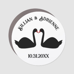 Gothic Wedding Kissing Black Swans Custom Car Magnet