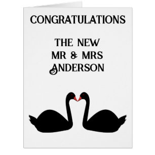 Gothic Wedding Kissing Black Swans Custom Cards