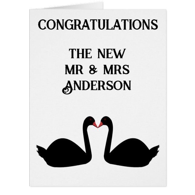Gothic Wedding Kissing Black Swans Custom Cards (Front)