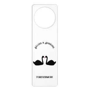 Gothic Wedding Kissing Black Swans Custom Door Hanger