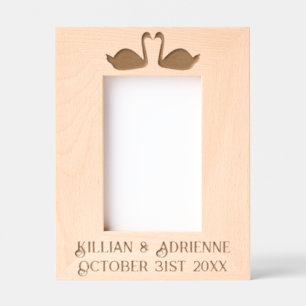 Gothic Wedding Kissing Black Swans Custom Engraved Frames
