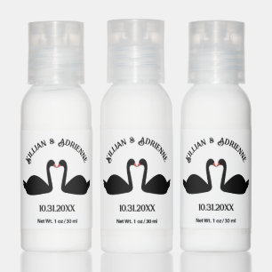 Gothic Wedding Kissing Black Swans Custom Favor Hand Lotion