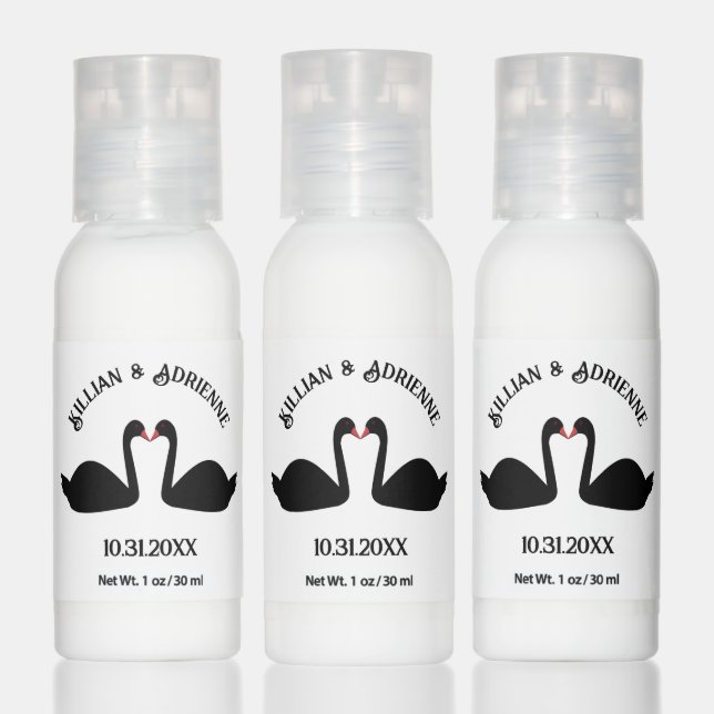 Gothic Wedding Kissing Black Swans Custom Favor Hand Lotion (Set)