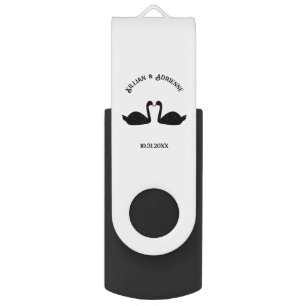 Gothic Wedding Kissing Black Swans Custom Flash Drive