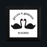 Gothic Wedding Kissing Black Swans Custom Gift Box<br><div class="desc">This awesome Wedding gift box features a digital art image of a pair of beautiful black swans facing each other and looking like they are kissing. They are black with red eyes and beaks. There is custom text so you can include the names of the happy couple and the Wedding...</div>