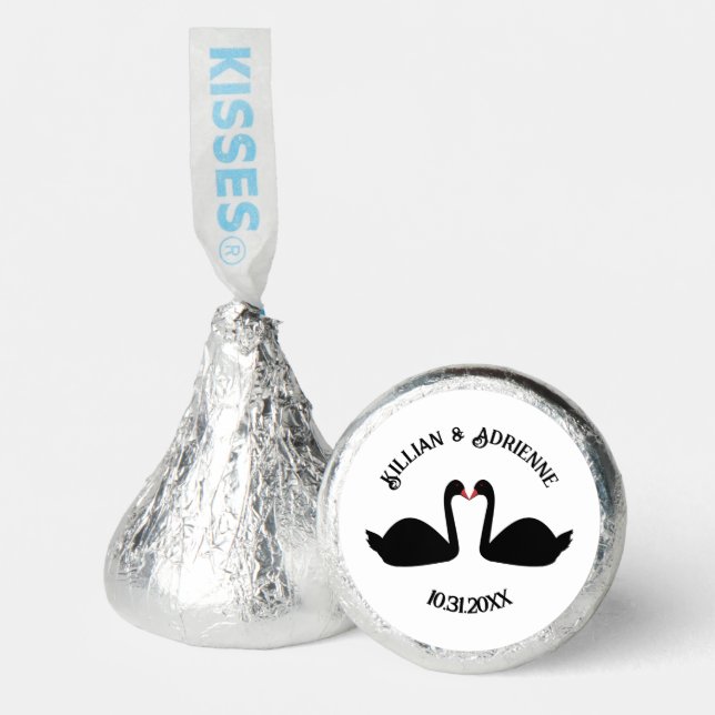 Gothic Wedding Kissing Black Swans Custom Hershey®'s Kisses® (Front)