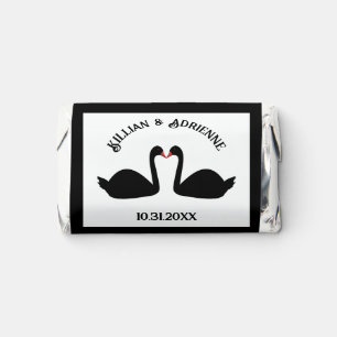 Gothic Wedding Kissing Black Swans Custom Hershey's Miniatures