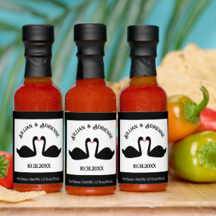 Gothic Wedding Kissing Black Swans Custom Hot Sauces
