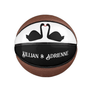 Gothic Wedding Kissing Black Swans Custom Mini Basketball