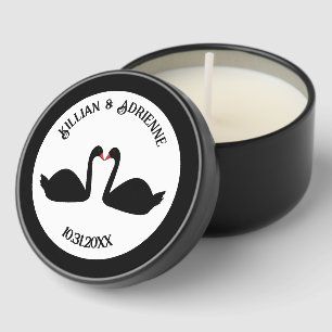 Gothic Wedding Kissing Black Swans Custom Mini Candle Favors
