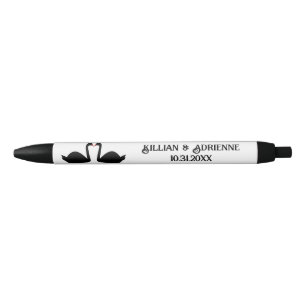 Gothic Wedding Kissing Black Swans Custom Pen