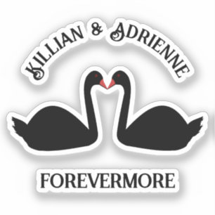Gothic Wedding Kissing Black Swans Custom Sticker