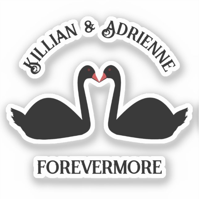 Gothic Wedding Kissing Black Swans Custom Sticker (Front)