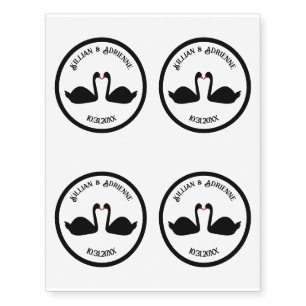 Gothic Wedding Kissing Black Swans Custom Temporary Tattoos